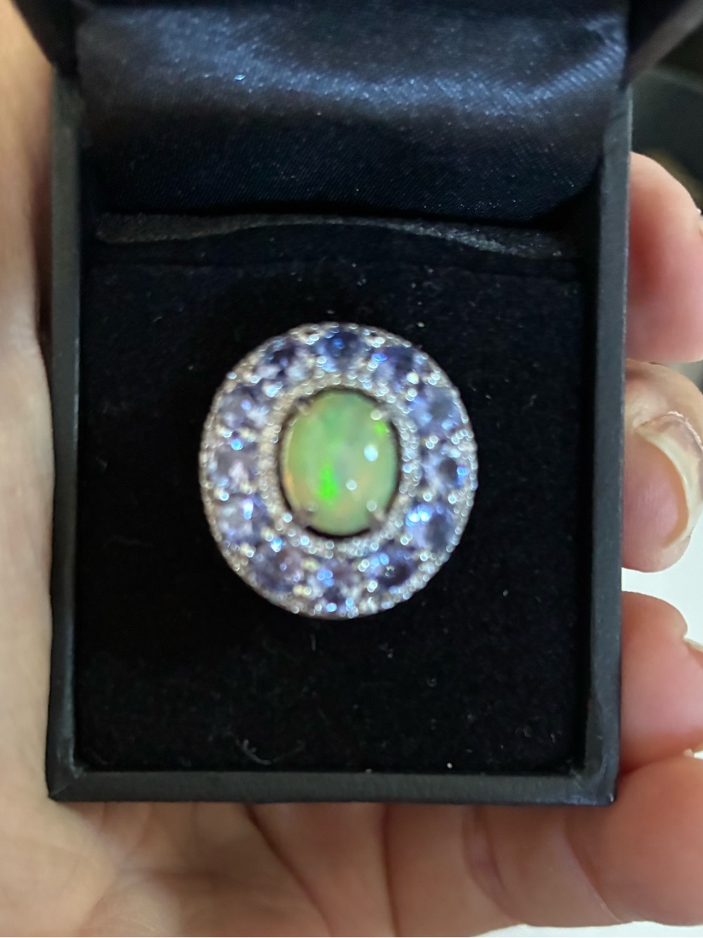 Rarities by Carol Brodie Sterling Silver Genuine Ethiopian Fire Opal & Tanzanite